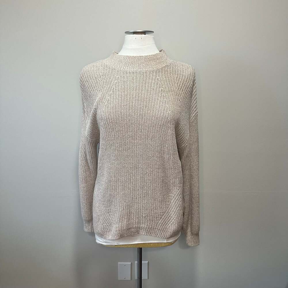 Old Navy Mock Neck Cozy Sweater, Beige, Women Sz M